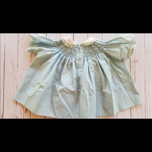 Vintage smocked dress floral mini 60s a line flare - Picture 6 of 10